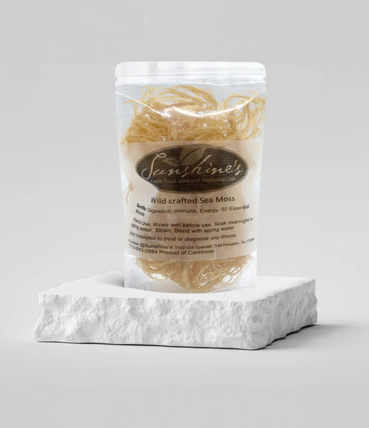 4oz raw wildcrafted dried Irish Sea Moss from St. Vincent by Sunshine's Health Food Store — sun-dried, vegan, non-GMO and gluten-free, makes 3–4 jars of sea moss gel at home